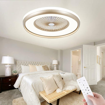 24" Low Profile Ceiling Fan with 3-Dimmable Light, Bladeless Ceiling Fan with Remote/APP Control, 6 Speeds Flush Mount Smart Ceiling Fan for Kids Bedroom/Kitchen/Dining Room (Copy)