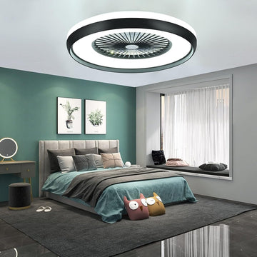 24" Low Profile Ceiling Fan with 3-Dimmable Light, Bladeless Ceiling Fan with Remote/APP Control, 6 Speeds Flush Mount Smart Ceiling Fan for Kids Bedroom/Kitchen/Dining Room