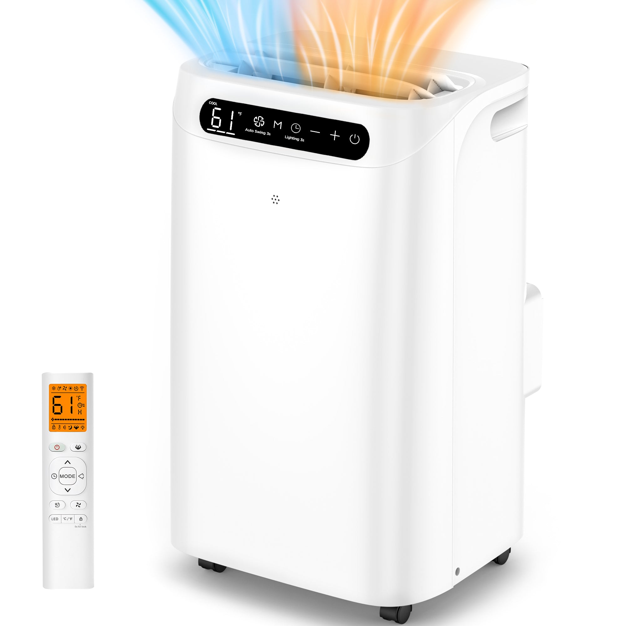 Fosawd 10000 BTU (14000 BTU ASHRAE) Portable Air Conditioner with Heater Cools up to 700 Sq.ft, 4-in-1 Portable AC Unit, Heat, Dehumidifier, Fan, Remote Control & Window Kit