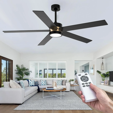 MEETGISTA 60" Ceiling Fans with Lights and Remote Control, 6 Speeds Reversible DC Motor Modern Ceiling Fans, 5 Blades Ceiling Fans 3-Color LED Light for Living Room/Paito/Kitchen