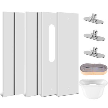Portable Air Conditioner Window Vent Kit,4 Packs PVC Seal Panel, Max Adjustable Length 65 Inch, 5.9" Diameter Coupler, Universal Portable AC Duct Kit for Sliding Vertical & Horizontal Window For Humhold Portable Air Conditioner