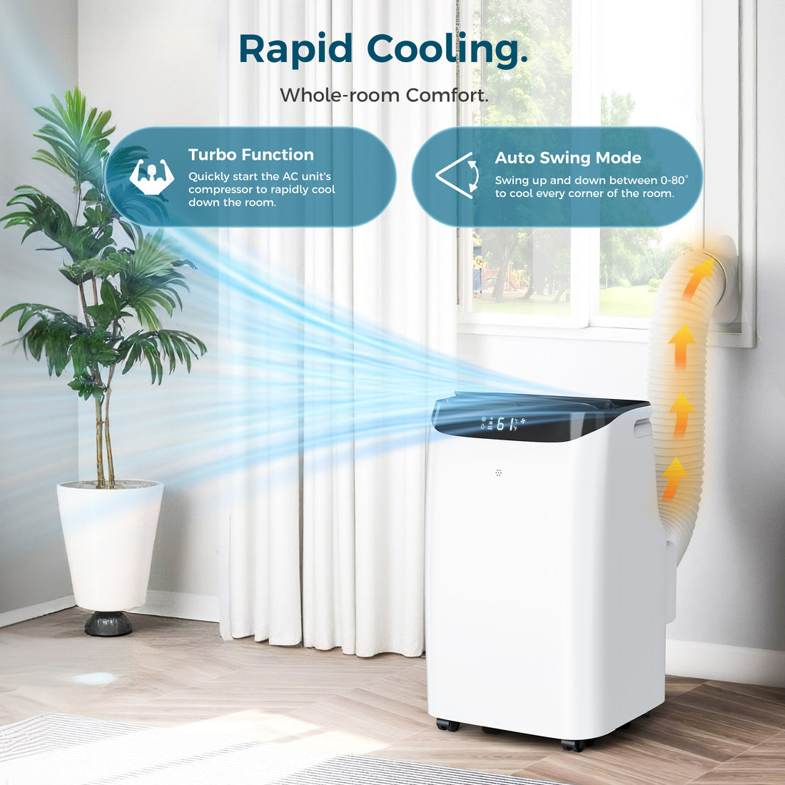 Fosawd 8000 BTU (12000 BTU ASHRAE) Portable Air Conditioner Cools Up to 500 Sq.Ft, 3-in-1 Portable AC Unit with Dehumidifier and Fan